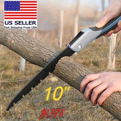 #ad 10quot; Folding Saw Hand Pruning Hacksaw Garden Wood Cutting Camping Tool Steel $12.85