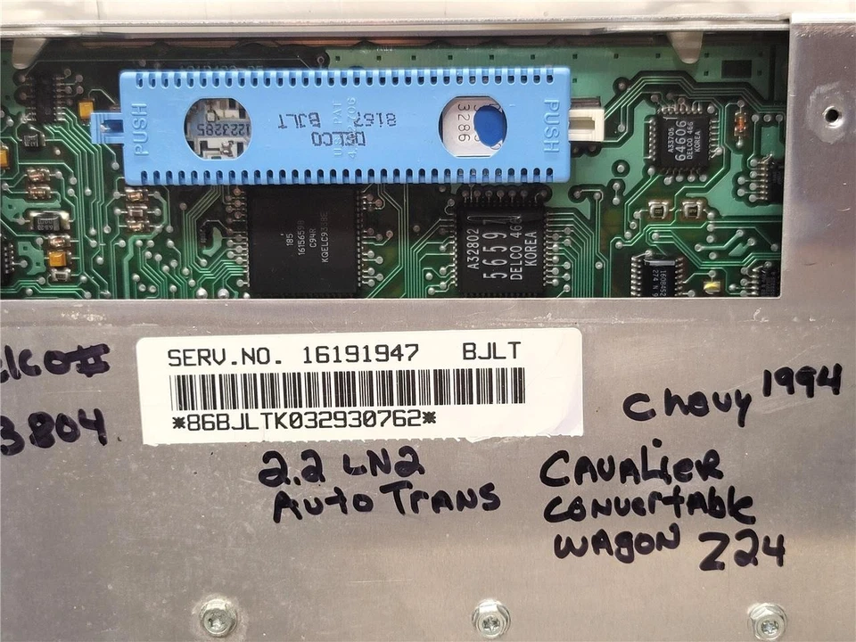 Chevy Cavalier Z34 1994-95 convertible 2,2 L transmisión automática ecm 16191947 chip BJLT Foto 2 de 3