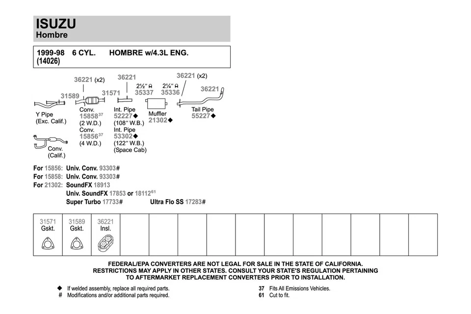 For Chevy Camaro 98-99 Exhaust Pipe Flange Gasket High Temperature Graphite w Foto 4 de 4