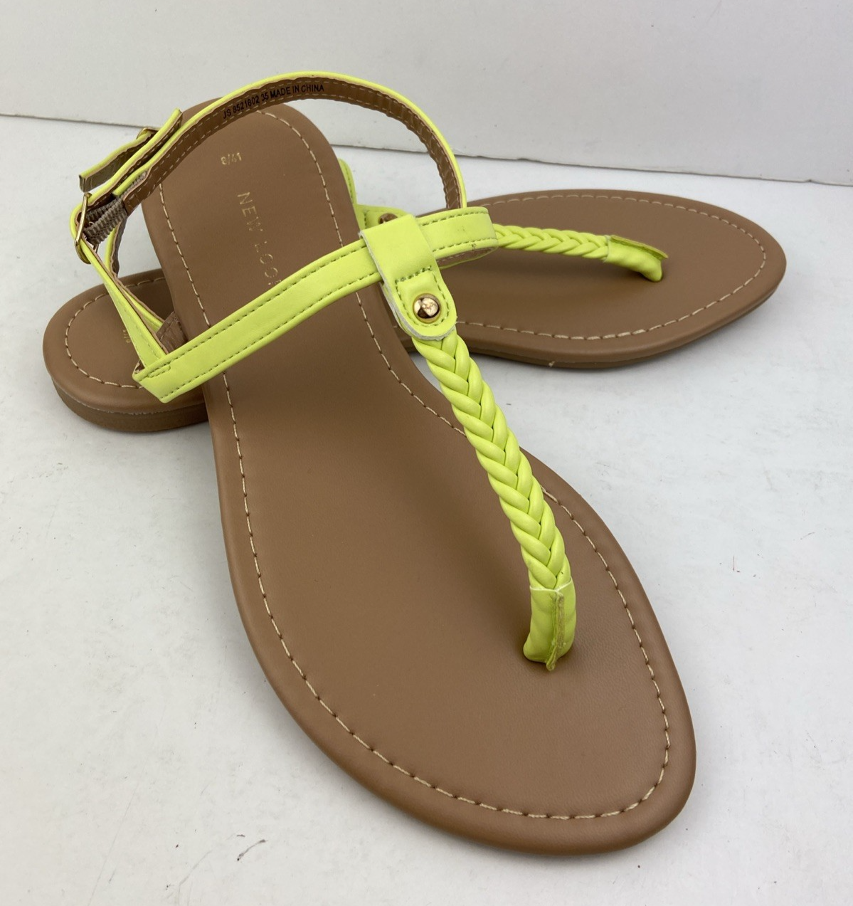 APL Sandali donna New Look verde lime punta piatta UK 8 scarpe estive vacanze. Ottime condizioni