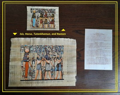 Lot of 2 same Ancient Egyptian Papyrus  9*13''/4.5*6'' with Guarantee Certificate