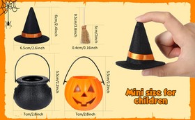 Cool Style, Witch Hat Broom, 12 Pcs Halloween Mini Cauldron Set