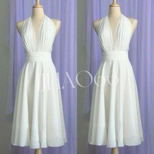 Halter Neck Wedding Dresses Chiffon White Sleeveless Beach Summer Bridal Gowns