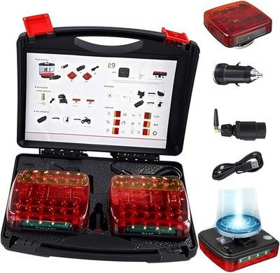 #ad Wireless Magnetic Trailer Light Kit Rechargeable LED Waterproof Red $39.98