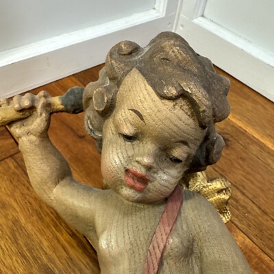 Italian Alps Conrad Moroder Hand Carved Wood Cherub Large 13