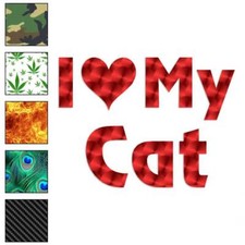 I Love My Cat, Vinyl Decal Sticker, 40 Patterns 3 Sizes, 1200