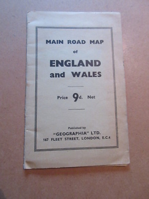 VINTAGE Main Road Map of ENGLAND and WALES - published Geographia