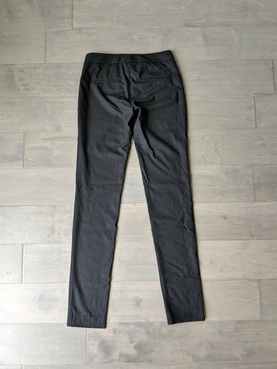 Theory Black Stretch 90% Wool Blend Straight Leg Trousers
