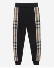 New Burberry London Boys Kids Black Check Pattern Sweatpants Joggers Size 10