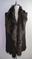 Vince Brown Toscana Shearling Fur Draped Open Front Vest Sleeveless Jacket Xs