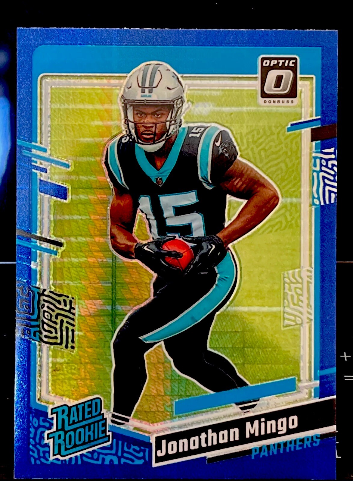 2023 Panini Donruss Optic - Rated Rookie - Blue Hyper - JONATHAN MINGO #215 (RC)