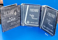 *3* PACKARD MOTOR CO. FACTORY DEALER PARTS + INFO. BINDER COVERS-USED ORIG PARTS