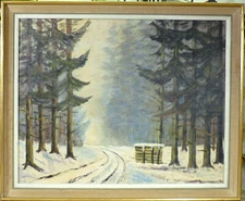 H. SLENTBAEK! WINTER SCENE FROM ROLD SKOV-DK ON A SUNNY DAY. 