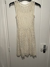 LADIES LA REDOUTE CREAM LACE SLEEVELESS DRESS UK SIZE 6
