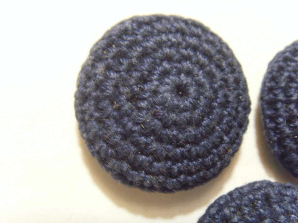 1930s antique 3 Lrge 30 mm navy blue woven covered metal buttons 52509 - Image 3 of 4