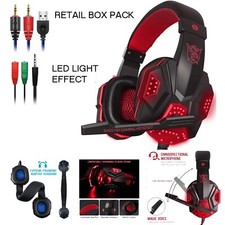 HEADSET HEADPHONE WITH MICROPHONE FOR XBOX ONE & S PS4 PC MAC TABLETS Led light