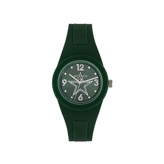 Ladies Jack Co Pop Watch, Dial With Star And Crystals, Rubber Silicone,  Green
