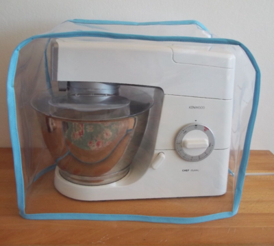 Kenwood CHEF Food Mixer Dust Cover Clear Vinyl with Baby Blue Trim