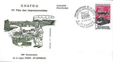 Enveloppe timbre Trains France 2450 oblitération ferroviaire Chatou (64296DL)