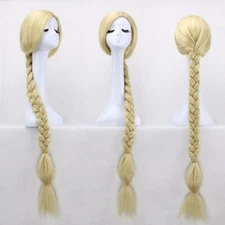 For Cosplay Tangled Princess Rapunzel Cosplay Party Wig Blonde Braid+Wig Cap