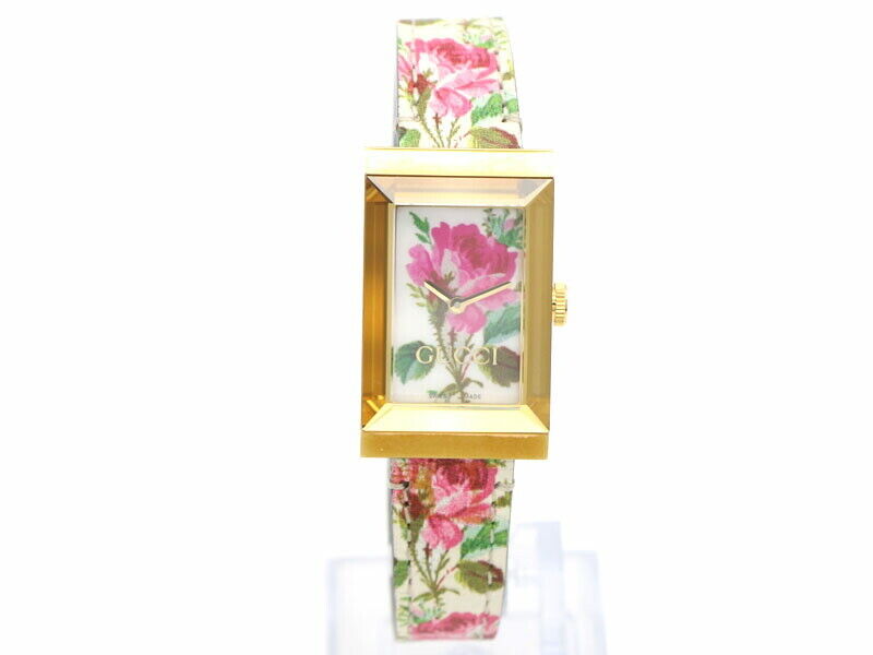 Gucci Watch 147.4 G Frame Flower SS Quartz White Shell Dial Gucci Watch 147.4 G Frame Flower SS Quartz White Shell Dial