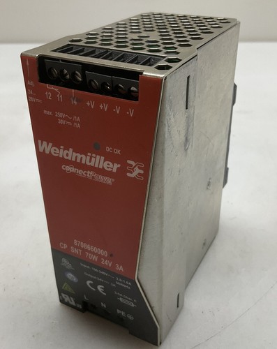 Weidmuller 8708660000 Power Supply; CP SNT 70 Watt 24 Volt 3 Amp