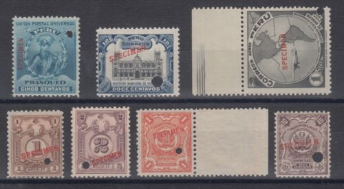 Peru, 1896-1937 issues, 7 different with SPECIMEN overprints, MNH group, fresh - Picture 1 of 1