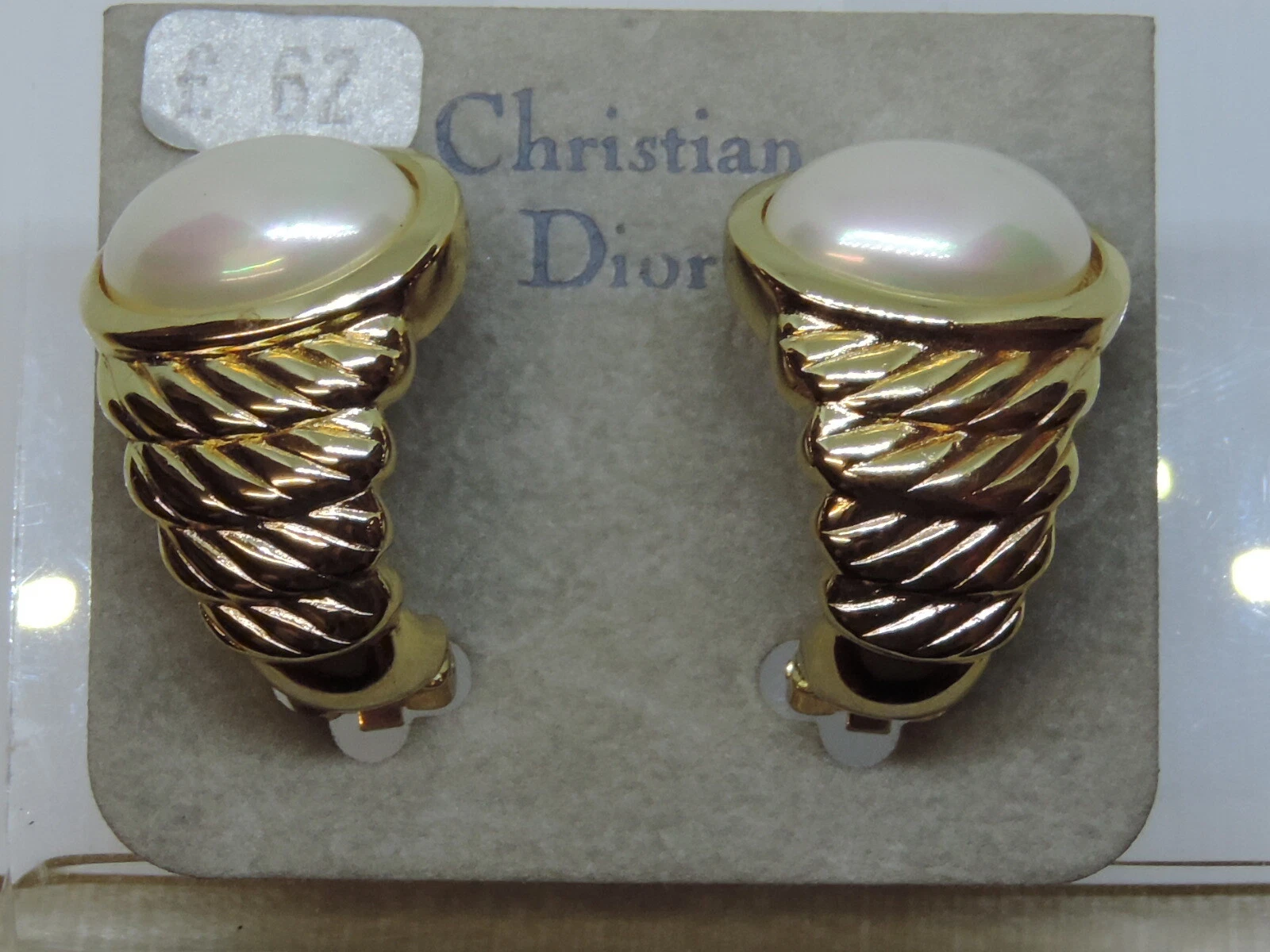 Boucles d'oreilles à clip clip costume vintage Christian Dior bijoux ton or des années 1980