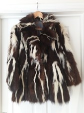 Skunk Fur Coat Regular Length Genuine Vintage Real Fur Jacket Uk Size 8/10