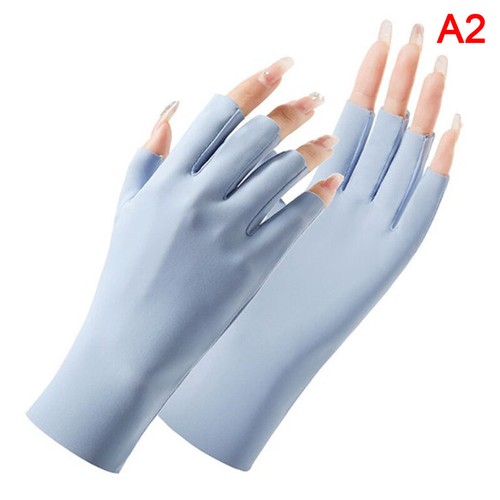 Summer Ice Silk Half Fingers Gloves Women Breathable Thin Fingerless GlovAU - Bild 12 von 18