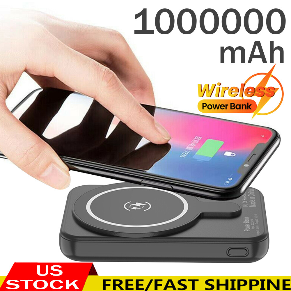 1000000mAh Wireless Power Bank Backup Portable Fast Charger External Battery