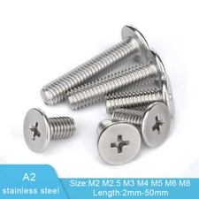 Laptop Computer CM Phillips Ultra Thin Flat Wafer Head Screw Bolt A2 Stainless