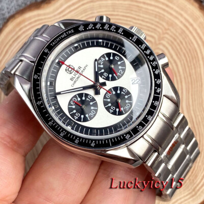40mm Sterile Black dial VK63 Multi-Function Full Chronograph Quartz Mens Watch