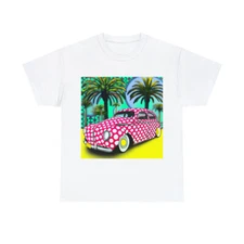 Retro Style Car T Shirt Unisex Adult California Lowirder Hot Rod Polka Dots Tee