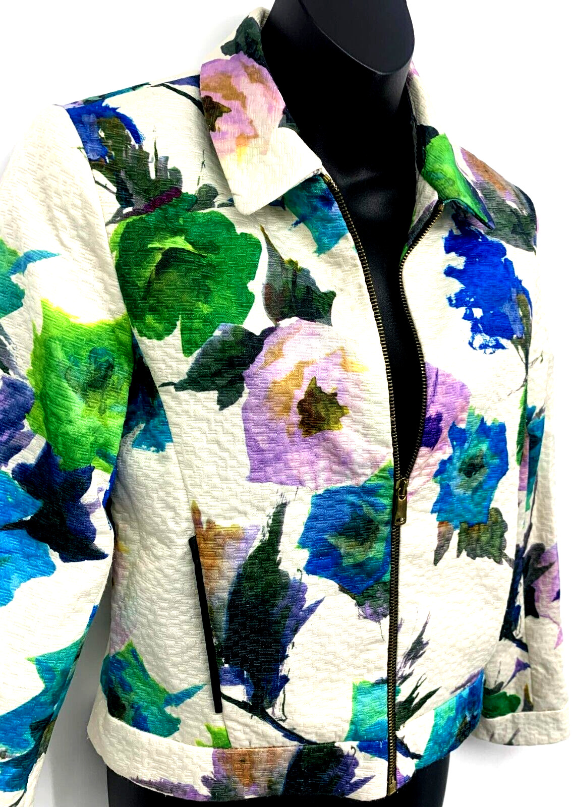 Zara Basic Women Jacket Size Small Multicolor Flo… - image 3