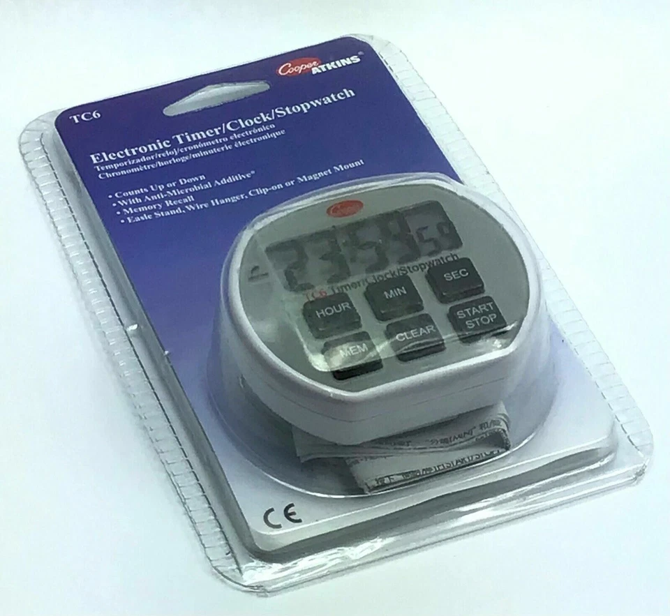 Cooper Atkins TC6 / Timer Clock Stopwatch / 6-Button / Easel Stand or Magnetic - Image 3 of 4
