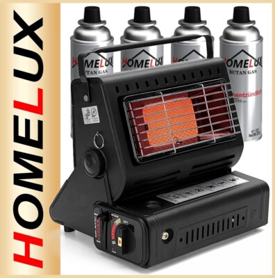 HOMELUX MULTIFUNKTIONALER 1,3 KW Gaskocher Gasheizung plus 4 Gaskartuschen
