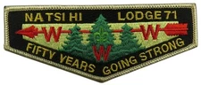 Na-Tsi-Hi Lodge 71 Monmouth NJ 50 Years Going Strong Flap TAN Bdr (NE542)