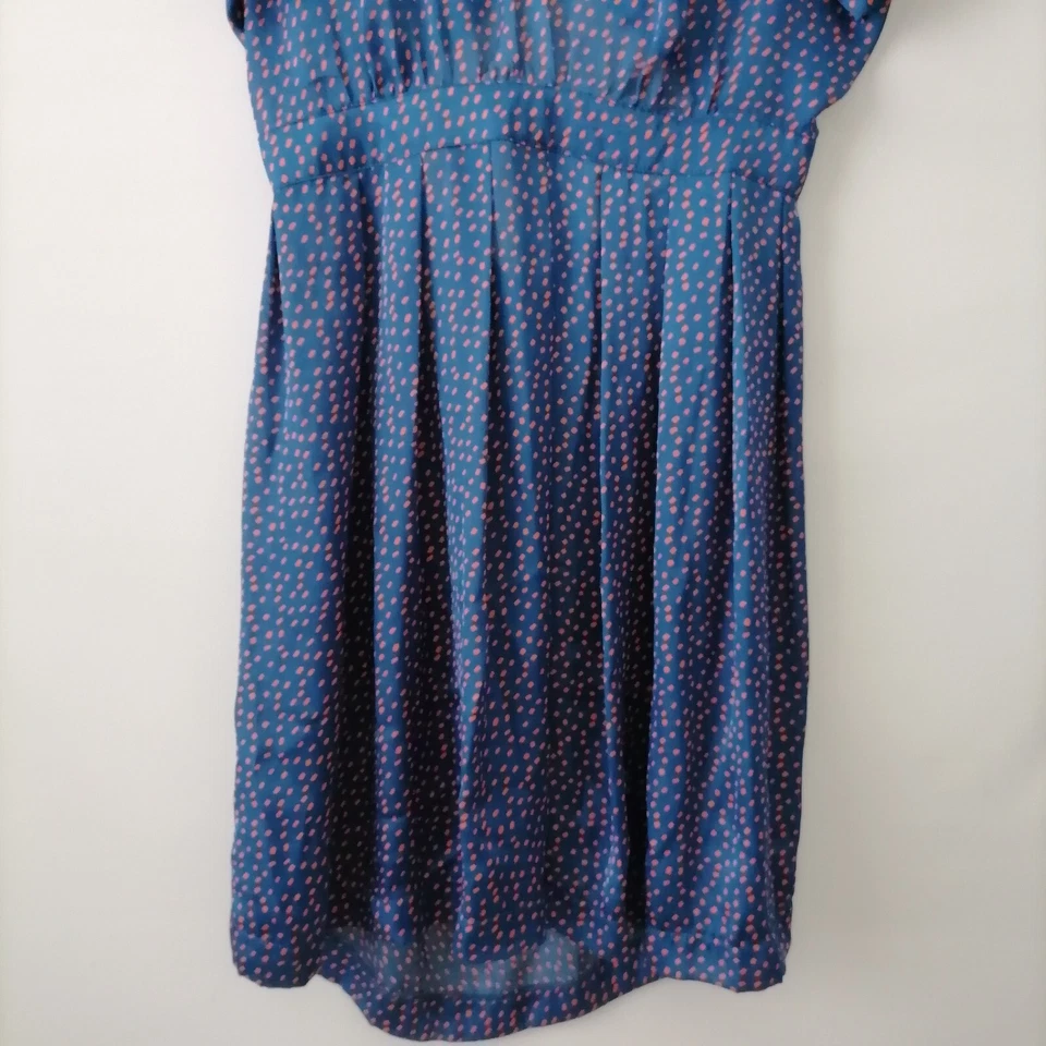 Vestido acampanado Bar III para mujer azul cuello en V manga abullonada espalda recortada puntos talla XL Foto 3 de 4