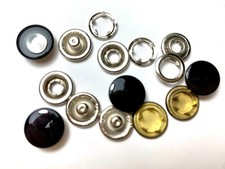 BLACK CAP SNAPS-Scovill prong snap fasteners-Black 7/16"-10 sets