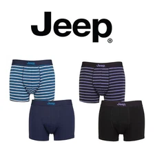 Jeep Mens Trunks Fitted Cotton Plain and Striped 95% Cotton Rich Fitted - 2 Pack