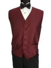 L New Tuxedo Vest Burgundy Wine Dark Red Waistcoat Adj waist Large TUXXMAN