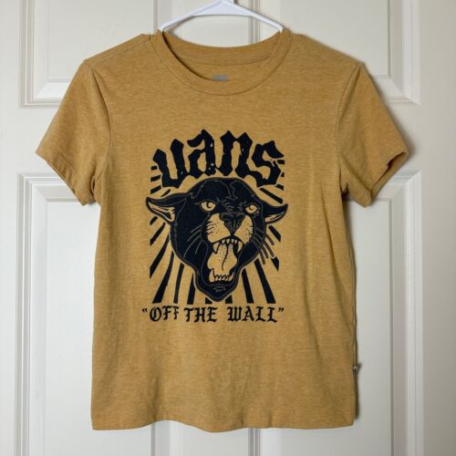 VANS Yellow Cougar Graphic Short Sleeve Tshirt Women Size XS