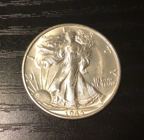 1945-S Walking Liberty Silver Half Dollar, Choice Gem BU+. Great Luster! B129