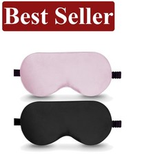 Luxurious 2-Pack Mulberry Silk Sleep Masks - 100 Blackout Adjustable Comfort