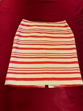 Talbots Linen Blend Lined Tan and Coral Strip...