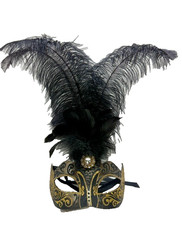 Venetian Eye Mask with Feathers Perfect for Masquerades and Handmade in Venice