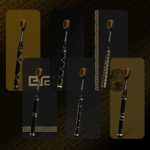 6-teiliges Schwarz Gold Zahnbürste Geschenkset - Weiche Borsten Reise Erwachsene Zahnbürsten - Bild 7 von 7