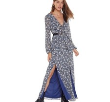 NWT Nasty Gal Size 6 Split Leg Tie Front Maxi Dress