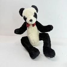 Vintage Panda Bear 1993 Ty Plush Stuffed Animal Toy Red Bow Tie Beanbag